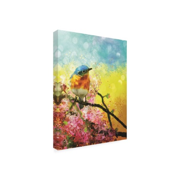 Lois Bryan Photography And Digital Art 'A Bluebird On The Redbud' Canvas Art,18x24